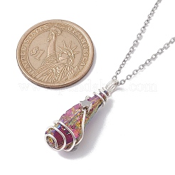 Mixed Color Dyed Natural Quartz Crystal Irregular Nugget Pendant Necklace&nbsp;NJEW-JN04627-01