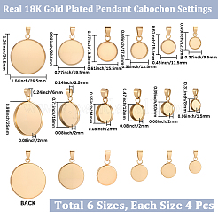 24Pcs 6 Styles 304 Stainless Steel Pendant Cabochon Settings&nbsp;STAS-BBC0011-06