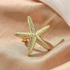 Starfish Brass Cuff Rings for Women&nbsp;RJEW-C123-02G
