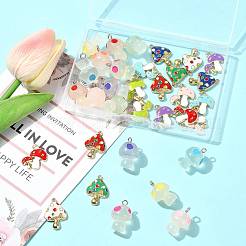 34Pcs 17 Styles Autumn Theme Rack Plating Alloy Enamel Pendants&nbsp;ENAM-FS0003-70