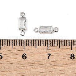 SHEGRACE Brass Pave Cubic Zirconia Rectangle Connector Charms&nbsp;XGRQ2O327-445A-P