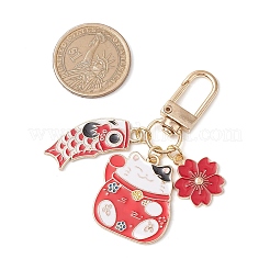 Fortune Cat Fish Flower Alloy Enamel Pendant Decorations&nbsp;AL-CJEB47-01