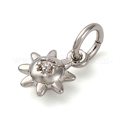 Brass Micro Pave Cubic Zirconia Sun Charms&nbsp;KK-P308-66P