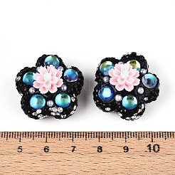Flower Shape Polymer Clay Rhinestone Beads&nbsp;CLAY-U023-01I