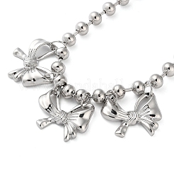Alloy Ball Chain Bowknot Pendant Necklaces for Women&nbsp;NJEW-K275-01P