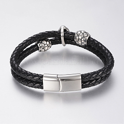 Braided Leather Cord Multi-strand Bracelets&nbsp;BJEW-H560-56