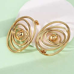 304 Stainless Steel Oval Stud Earrings&nbsp;EJEW-L304-08G