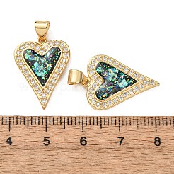 Brass Cubic Zirconia Heart Pendants&nbsp;KK-K385-121G