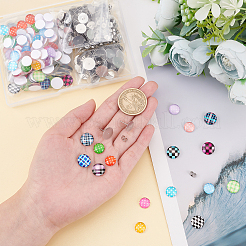 DIY Half Round with Tartan Pattern Stud Earrings Making Kit&nbsp;DIY-CA0003-66
