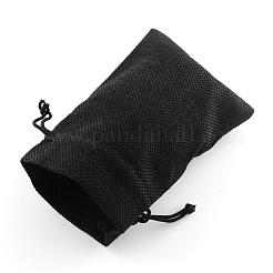 Polyester Imitation Burlap Packing Pouches Drawstring Bags&nbsp;ABAG-R005-18x13-09
