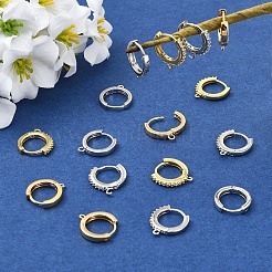 16Pcs 4 Styles Brass Micro Pave Clear Cubic Zirconia Huggie Hoop Earring Findings&nbsp;EJEW-YW0001-19