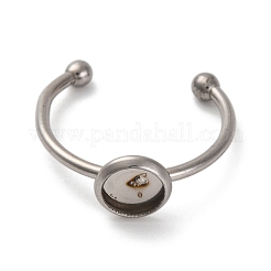 Tarnish Resistant 304 Stainless Steel Open Cuff Ring Components&nbsp;STAS-B072-09H-P