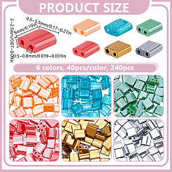 240Pcs 6 Colors 2-Hole Glass Seed Beads&nbsp;SEED-HY0001-41