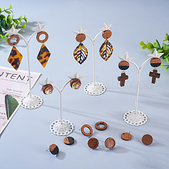 32Pcs 4 Style Flat Round & Donut Wood Stud Earring Findings & Earring Settings&nbsp;FIND-TA0002-30