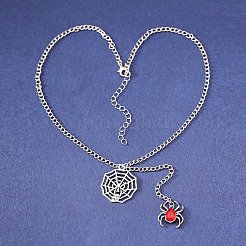 Halloween Zinc Alloy & Iron Ruby Rhinestone Pendant Necklaces&nbsp;FS-WG5FEAB-02