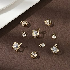 3Pcs 3 Styles Brass Micro Pave Clear Cubic Zirconia Charms Pendants&nbsp;ZIRC-YW0001-35