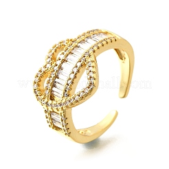 Brass Micro Pave Cubic Zirconia Cuff Rings for Women&nbsp;RJEW-F184-03G
