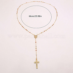 Vintage 304 Stainless Steel Round Rosary Bead Necklaces&nbsp;VJ4936-2