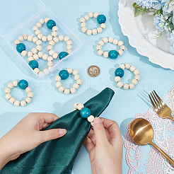 10Pcs Round Wood Beaded Napkin Rings&nbsp;HJEW-PH02431-01