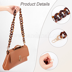Leopard Print Pattern Acrylic Curb Chain Bag Handles&nbsp;FIND-WH0120-04A