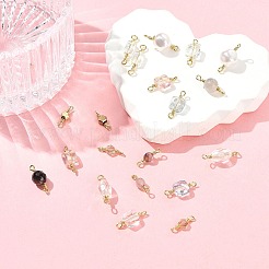 20Pcs 10 Styles Faceted Clear Glass Oval Connector Charms and Natural Agate(Dyed & Heated) Faceted Round Links&nbsp;KK-FS0001-91