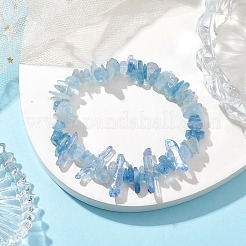 Natural Aquamarine Chips Beaded Stretch Bracelets&nbsp;BJEW-TA00494-01