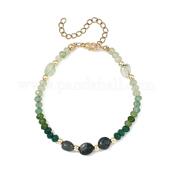 Dyed Natural Malaysia Jade & Moss Agate & Prehnite Nuggets & Rondelle Beaded Bracelets for Women&nbsp;BJEW-JB14090-02