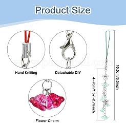 Flower Acrylic & Glass Mobile Straps&nbsp;HJEW-YW00038-01