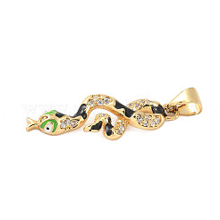 Brass Micro Pave Cubic Zirconia Enamel Pendants&nbsp;KK-D354-04G-B