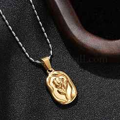 304 Stainless Steel Rose Pendant Necklaces for Women&nbsp;NJEW-S439-01B-GP