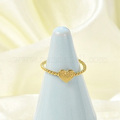Heart 304 Stainless Steel Open Cuff Rings for Women&nbsp;RJEW-G338-14G