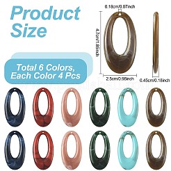 24Pcs 6 Colors Acrylic Pendants&nbsp;OACR-FS0002-64