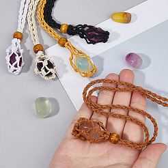 5Pcs 5 Colors Adjustable Waxed Cord Macrame Pouch Necklace Making for Gemstone Nuggets&nbsp;NJEW-DC0001-17