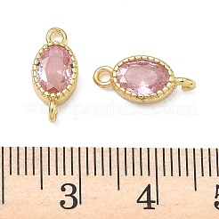 Brass Pave Cubic Zirconia Oval Connector Charms&nbsp;KK-P348-07G