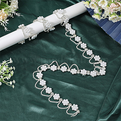 Flower Plastic Pearl & Iron & Crystal Rhinestone Chains&nbsp;CH-WH20003-01