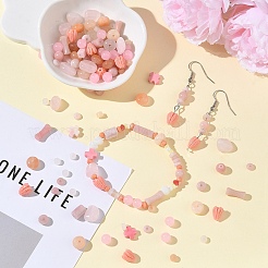 130Pcs 11 Styles Synthetic Coral & Natural Pink Opal & Dyed Malaysia Jade & Rose Quartz & Pink Aventurine Beads&nbsp;G-YW0002-98