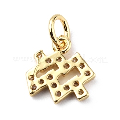 Brass Micro Pave Cubic Zirconia Charms&nbsp;ZIRC-F131-16G-04
