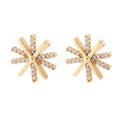 Flower Brass Micro Pave Clear Cubic Zirconia Stud Earrings for Women&nbsp;EJEW-G428-03G