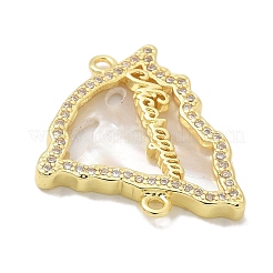 Brass Pave Shell Nicaragua Map Connector Charms&nbsp;KK-K293-41G