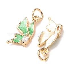 Brass Micro Pave Clear Cubic Zirconia with Enamel Charms&nbsp;CU-K002-50G-B