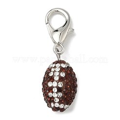Rugby Polymer Clay Rhinestone Pendants Decorations&nbsp;HJEW-JM04054