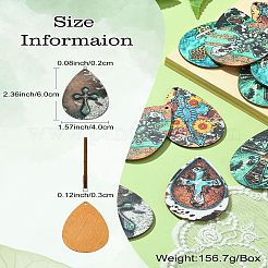 35Pcs 7 Colors Printed Cross Wood Big Pendants&nbsp;WOOD-CJ0001-94