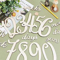 Wood Baby Milestone Numbers Signs Sets&nbsp;AJEW-WH0042-30