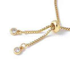 Brass Clear Cubic Zirconia Round Ball Slider Bracelet Making&nbsp;KK-F892-33G