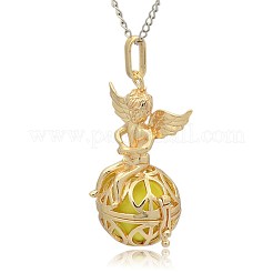 Golden Tone Brass Hollow Round Cage Pendants&nbsp;KK-J238-02G
