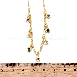 Brass Micro Pave Cubic Zirconia Teardrop Pendant Necklaces&nbsp;NJEW-B157-11G