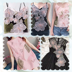 5Pcs Organza Flower & Leaf&nbsp;DIY-WH0622-250