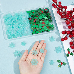 100Pcs Mistletoe/Holly Leaf Cloth Ornament Accessories&nbsp;DIY-GF0007-15