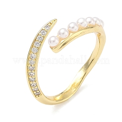 Brass Micro Pave Cubic Zirconia Cuff Open Rings&nbsp;RJEW-C158-01G