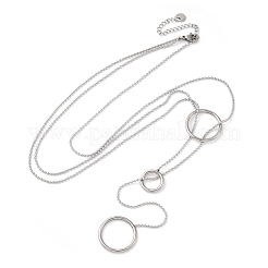 304 Stainless Steel Triple Ring Lariat Necklaces&nbsp;NJEW-R026-16P